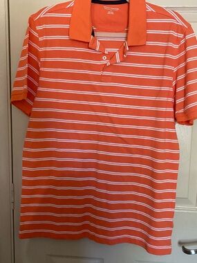 Amazon Essentials Orange Striped Polo Shirt. size M. NWOT